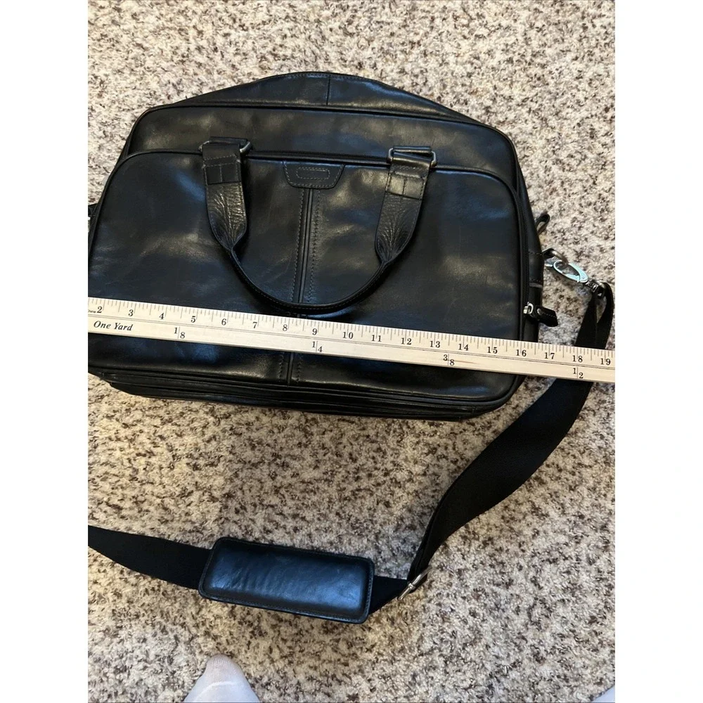 Fossil Black Leather Computer Crossbody Messenger Bag Size : Large 2 Handles